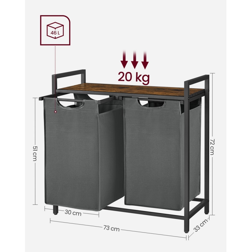 REX Laundry Basket, Brown/Gray