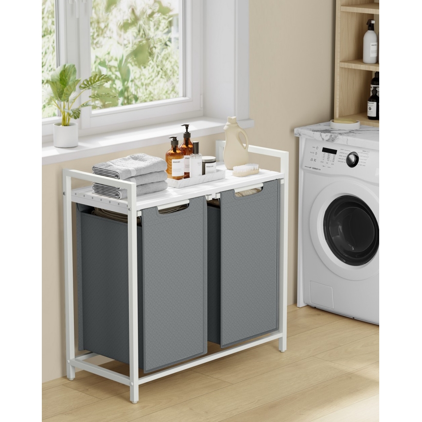 REX Laundry Basket - White/Grey