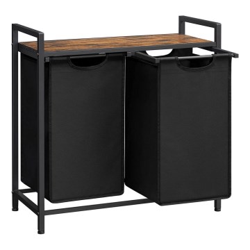 REX Laundry Hamper 73 x 72 x 33 cm, Brown/Black