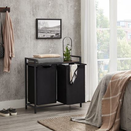 REX Laundry Hamper 73 x 72 x 33 cm, Brown/Black