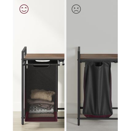 REX Laundry Hamper 73 x 72 x 33 cm, Brown/Black