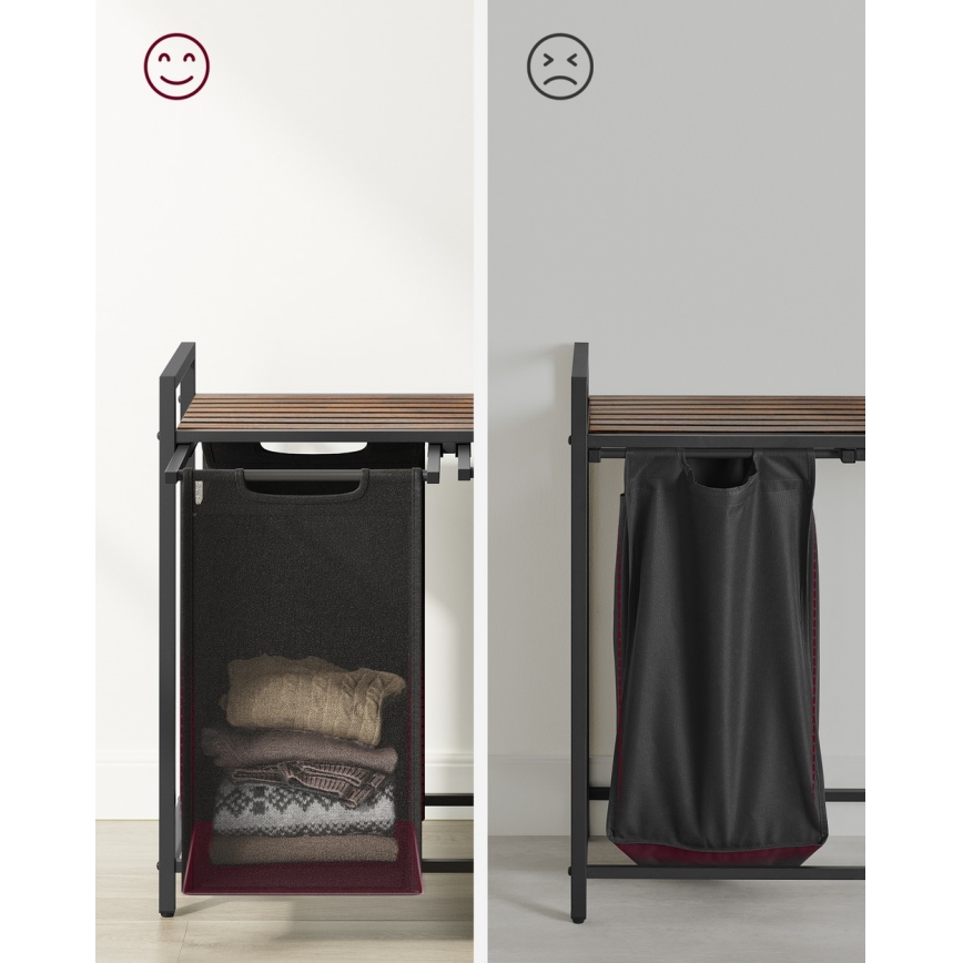 REX Laundry Hamper 73 x 72 x 33 cm, Brown/Black
