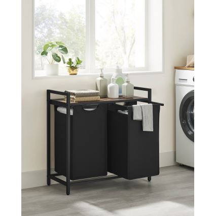 REX Laundry Hamper 73 x 72 x 33 cm, Brown/Black