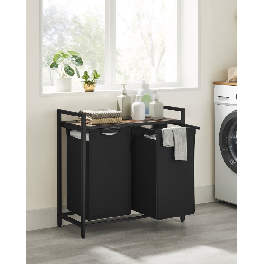 REX Laundry Hamper 73 x 72 x 33 cm, Brown/Black
