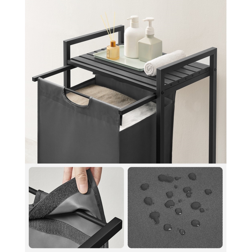 REX Laundry Hamper, Black/Grey