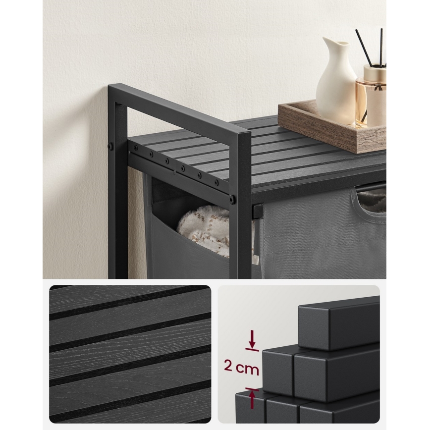 REX Laundry Hamper, Black/Grey