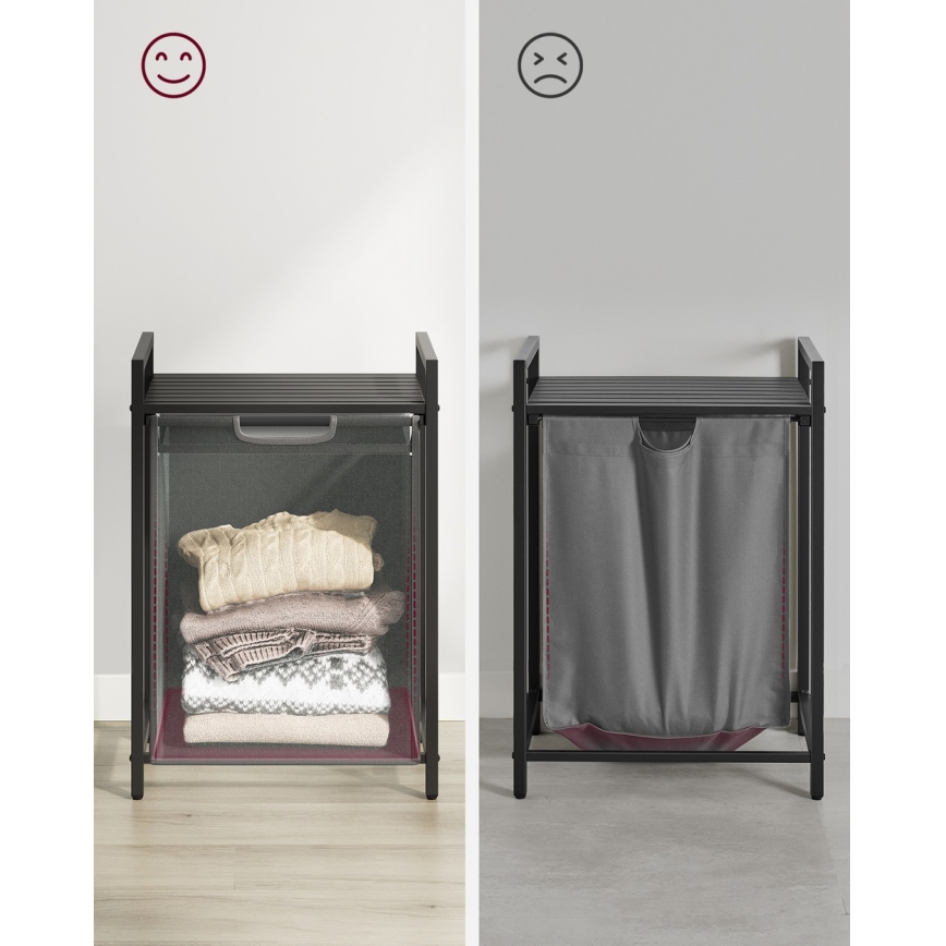REX Laundry Hamper, Black/Grey