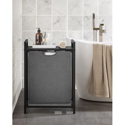 REX Laundry Hamper, Black/Grey