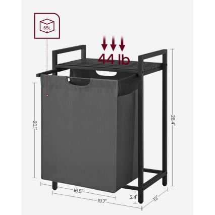 REX Laundry Hamper, Black/Grey