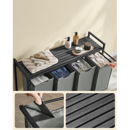 REX Laundry Hamper, Black/Grey