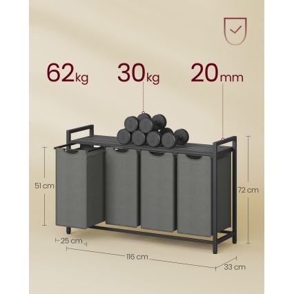 REX Laundry Hamper, Black/Grey