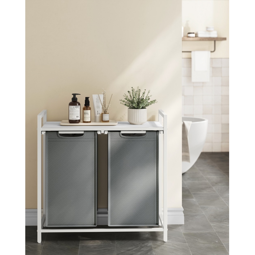 REX Laundry Hamper White/Grey