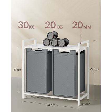 REX Laundry Hamper White/Grey