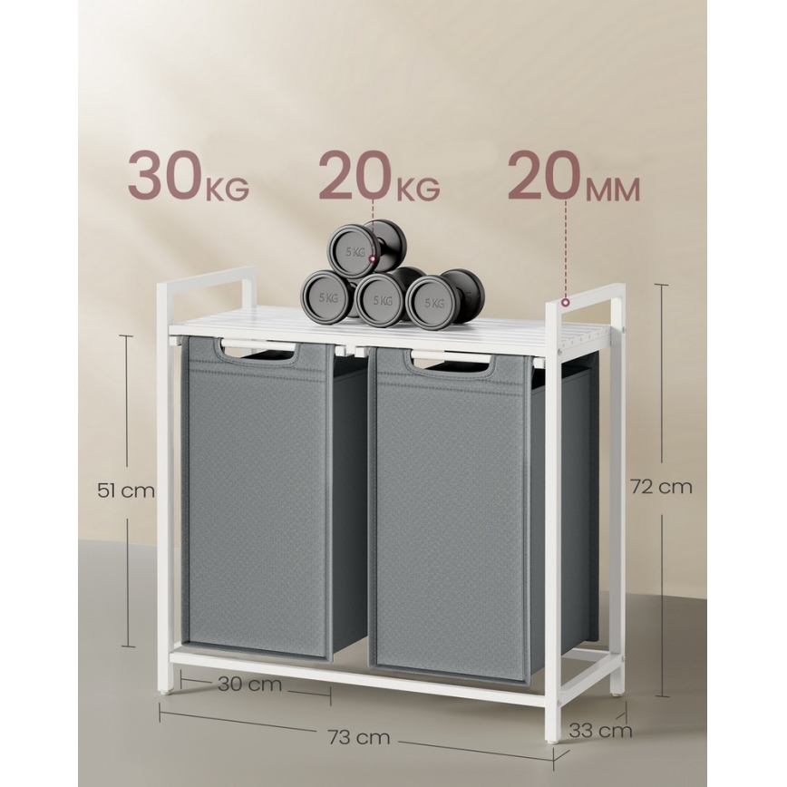 REX Laundry Hamper White/Grey