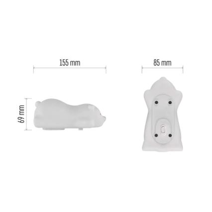 LED RGB Rechargeable Touch Night Light LED/3.7V 1200 mAh Bear