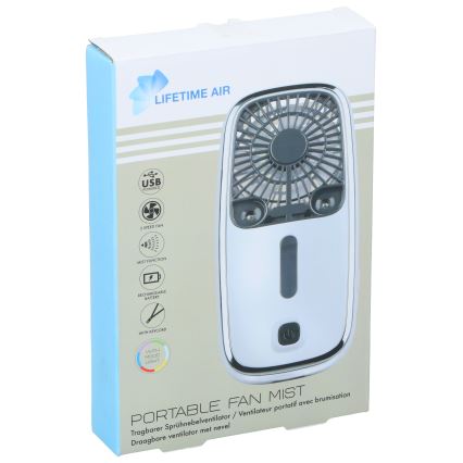RGB LED Rechargeable Pocket Fan with Misting Function 3.7V 1200 mAh