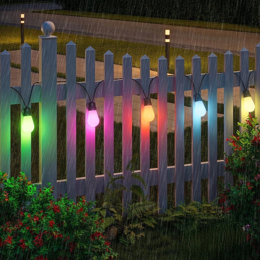 LED RGB dimmable solar decorative string lights 15xLED/18 functions USB 6 m IP44 black + remote control