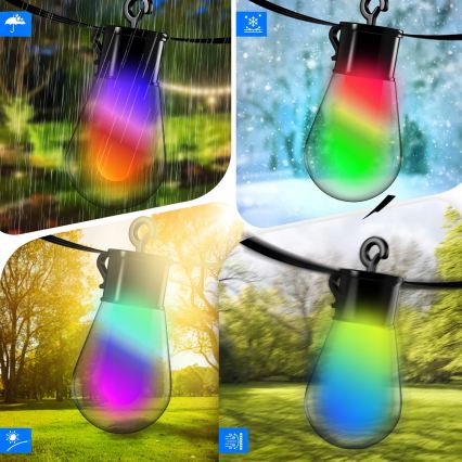 LED RGB dimmable solar decorative string lights 15xLED/18 functions USB 6 m IP44 black + remote control