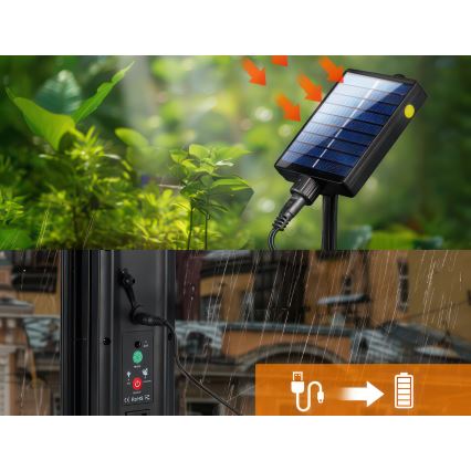 LED RGB dimmable solar decorative string lights 15xLED/18 functions USB 6 m IP44 black + remote control
