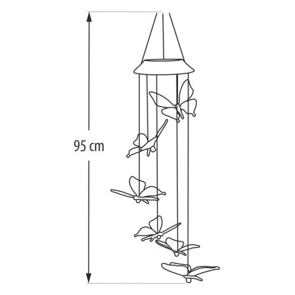RGB LED Solar Light Butterfly — 6×LED / 1.2 V, 300 mAh, IP44