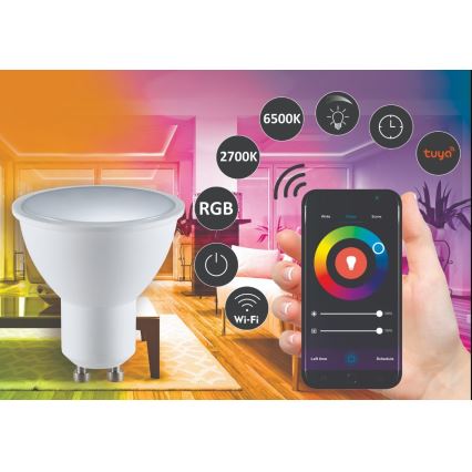 RGBW LED Dimmable bulb G45 GU10/5,5W/230V 2700-6500K Wi-Fi Tuya