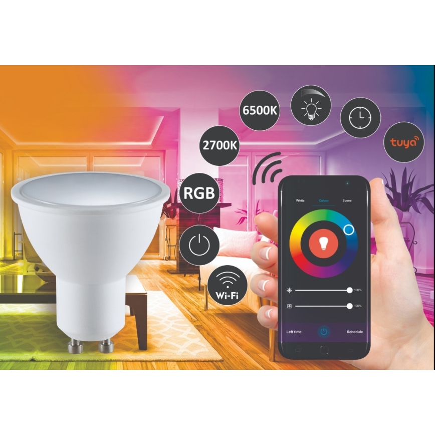 RGBW LED Dimmable bulb G45 GU10/5,5W/230V 2700-6500K Wi-Fi Tuya