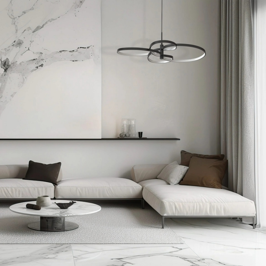 RIBBON LED cable-suspended pendant, 37W, 230V, 4000K, Black