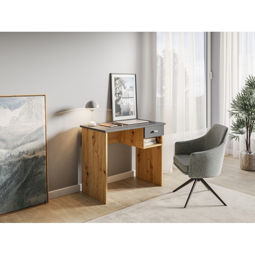 RICO Writing Desk, Artisan Oak/Grey