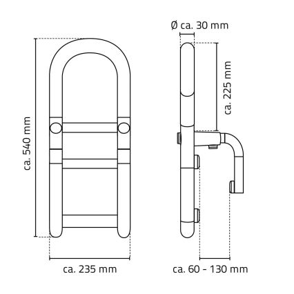 Ridder - Bathtub grab bar 54 x 23.5 cm, white