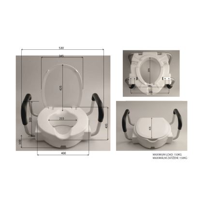 Ridder - Raised Toilet Seat with Armrests, White