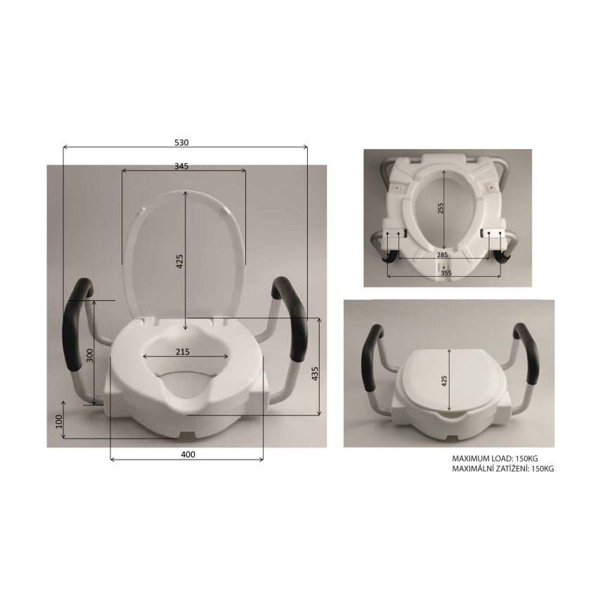 Ridder - Raised Toilet Seat with Armrests, White