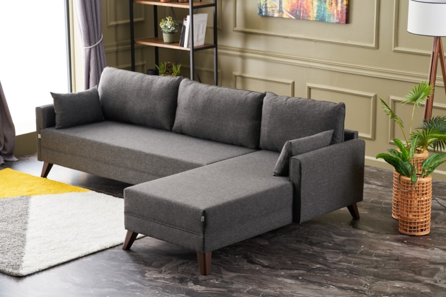 RIGA L-Shaped Corner Sofa, Anthracite, Right-Hand