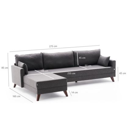 RIGA L-shaped Corner Sofa, Left - Anthracite