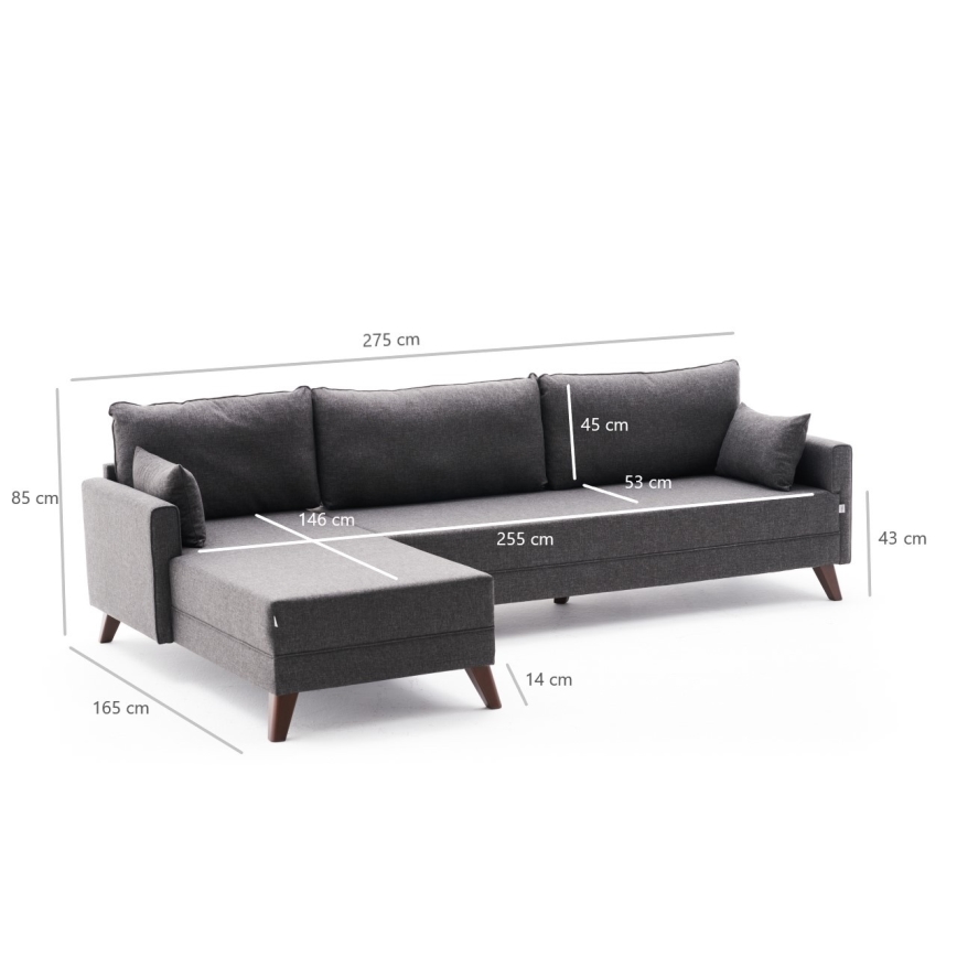 RIGA L-shaped Corner Sofa, Left - Anthracite