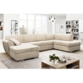 Right-facing U-shaped corner sofa bed with storage SERPA, beige