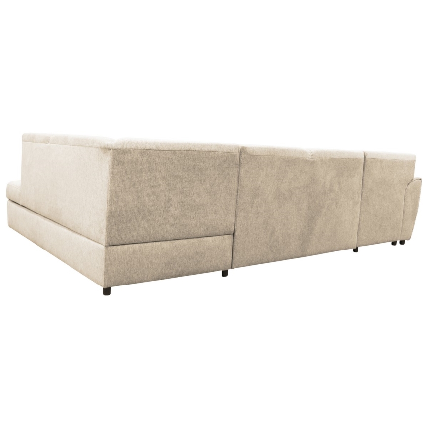 Right-facing U-shaped corner sofa bed with storage SERPA, beige