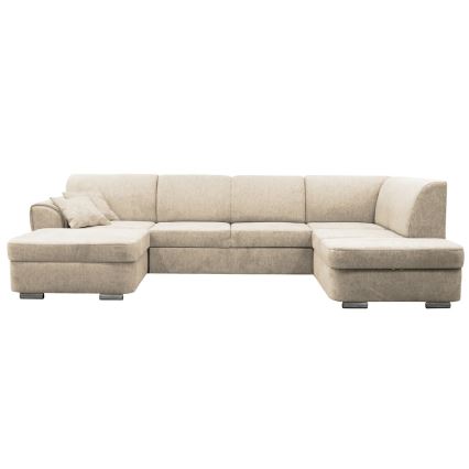 Right-facing U-shaped corner sofa bed with storage SERPA, beige
