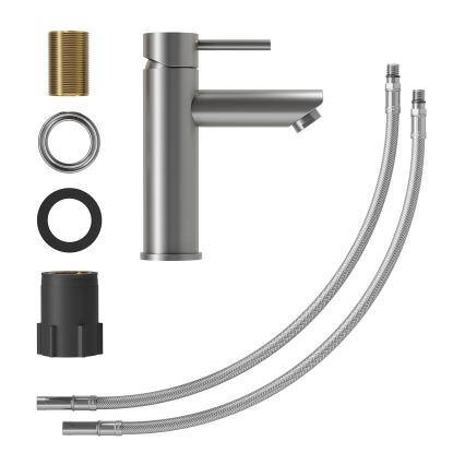 RINGSTED 17.8 cm Powder-Coated Grey Basin Mixer