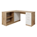 ROBERTO Left-Hand Writing Desk with Shelf and Drawers, 150 x 120 cm, Artisan Oak/White