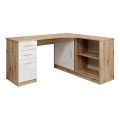 ROBERTO left-hand writing desk with shelf and drawers, Artisan Oak/White