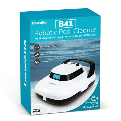 Robotic pool cleaner for horizontal surfaces 40W/12.6V 6000 mAh IPX8 white
