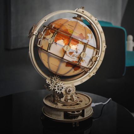 RoboTime - 3D wooden mechanical puzzle Glowing globe