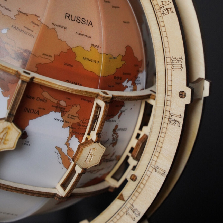 RoboTime - 3D wooden mechanical puzzle Glowing globe