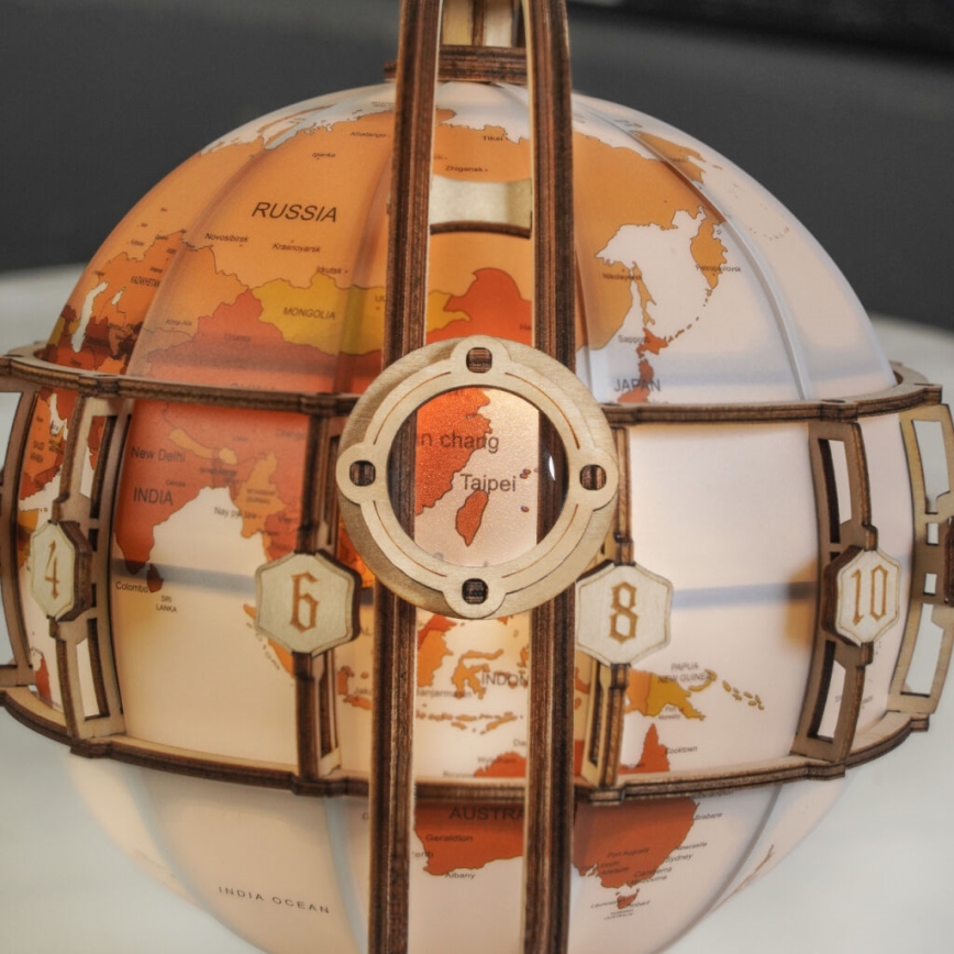 RoboTime - 3D wooden mechanical puzzle Glowing globe