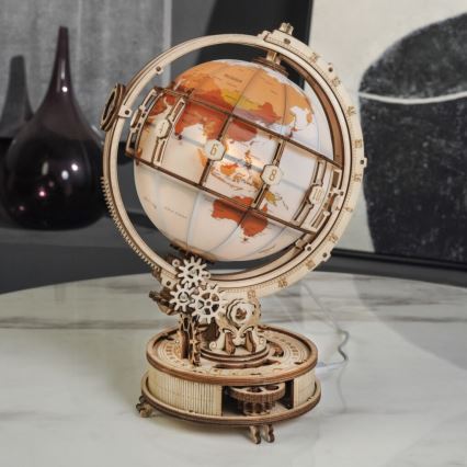 RoboTime - 3D wooden mechanical puzzle Glowing globe
