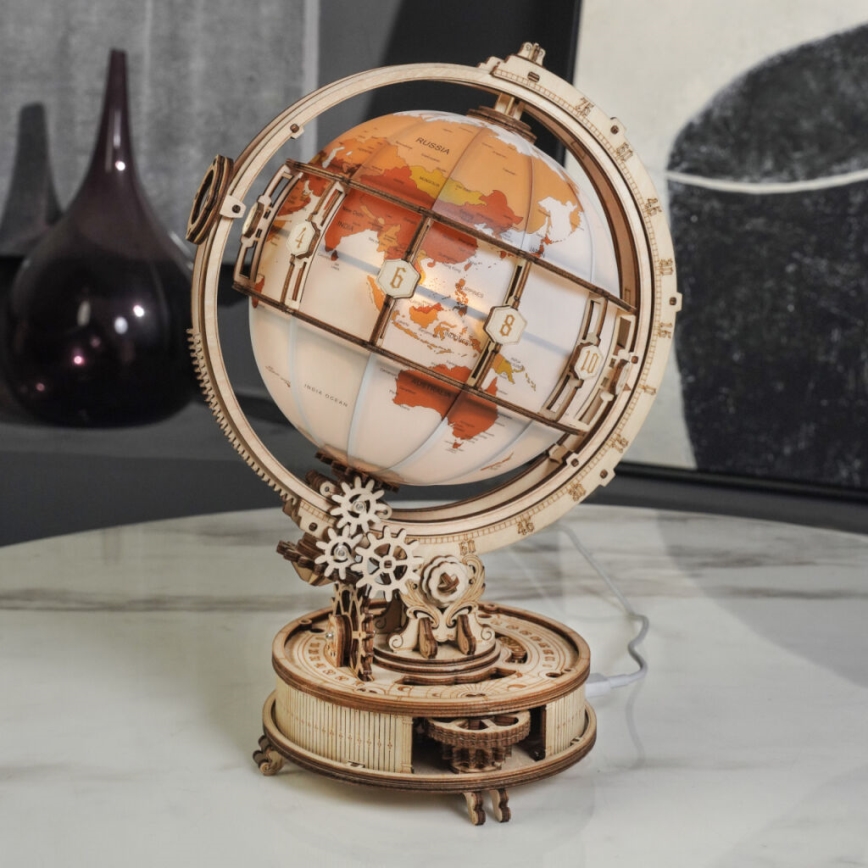 RoboTime - 3D wooden mechanical puzzle Glowing globe