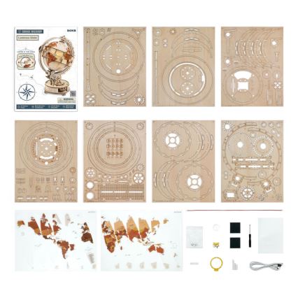 RoboTime - 3D wooden mechanical puzzle Glowing globe