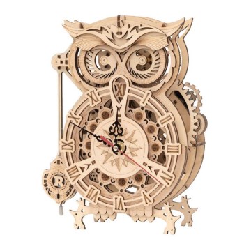 RoboTime - 3D wooden mechanical puzzle Owl clock