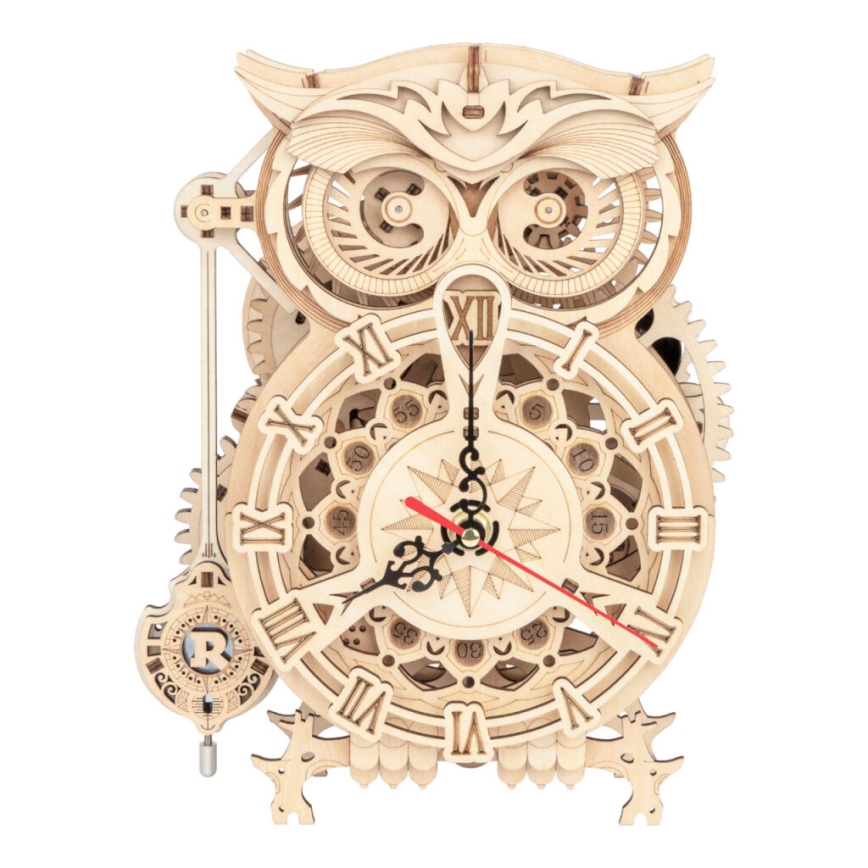 RoboTime - 3D wooden mechanical puzzle Owl clock