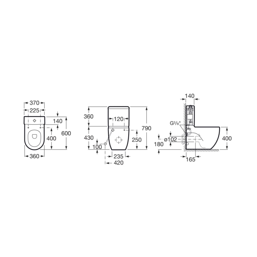 Roca A341242000 - MERIDIAN bottom-inlet flush cistern, ceramic/white